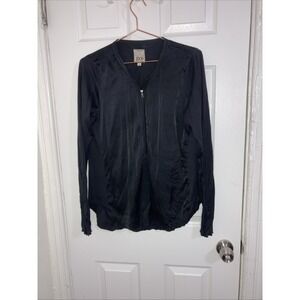 Go by GoSilk SZ MED ICONIC Go Zippy‎ Redux Silk Top Black Distressed Grunge